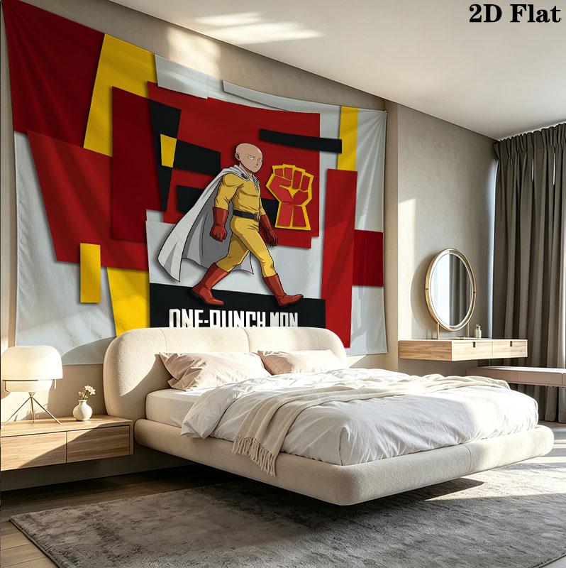 Onepunch Man Wall Tapestry Aesthetic Wall Hanging Printed Fabric Blanket Decorative Tapestries For Bedroom Living Room Home Decor
