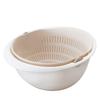 Kitchen Rotatable Double Drain Basket Fruits Vegetables Washing Storage Basket Strainers Bowl Cleaning Filter Colander Tool