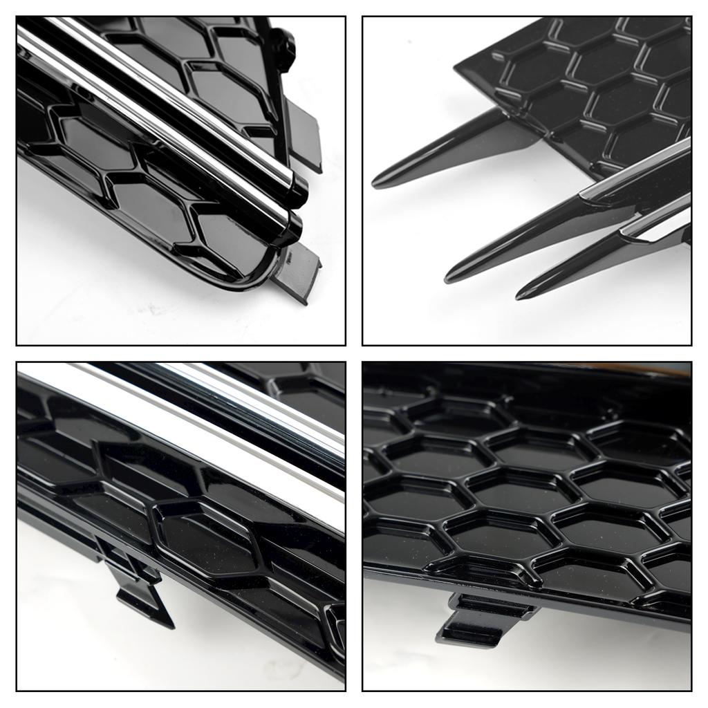 2PCS Front Fog Light Cover Bezel Grill Grille Fit A6 4G C7 2012-2015