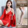Sexy female summer with chest pad, lace suspender, nightdress, perspective split-ended outer robe set