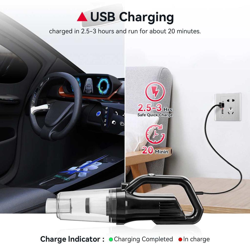 9000PA sací vysoký výkon 4000mah vysavač pro auta psí chlupy vysavač na chlupy domácích mazlíčků s tlačnou tyčí tichý vysavač