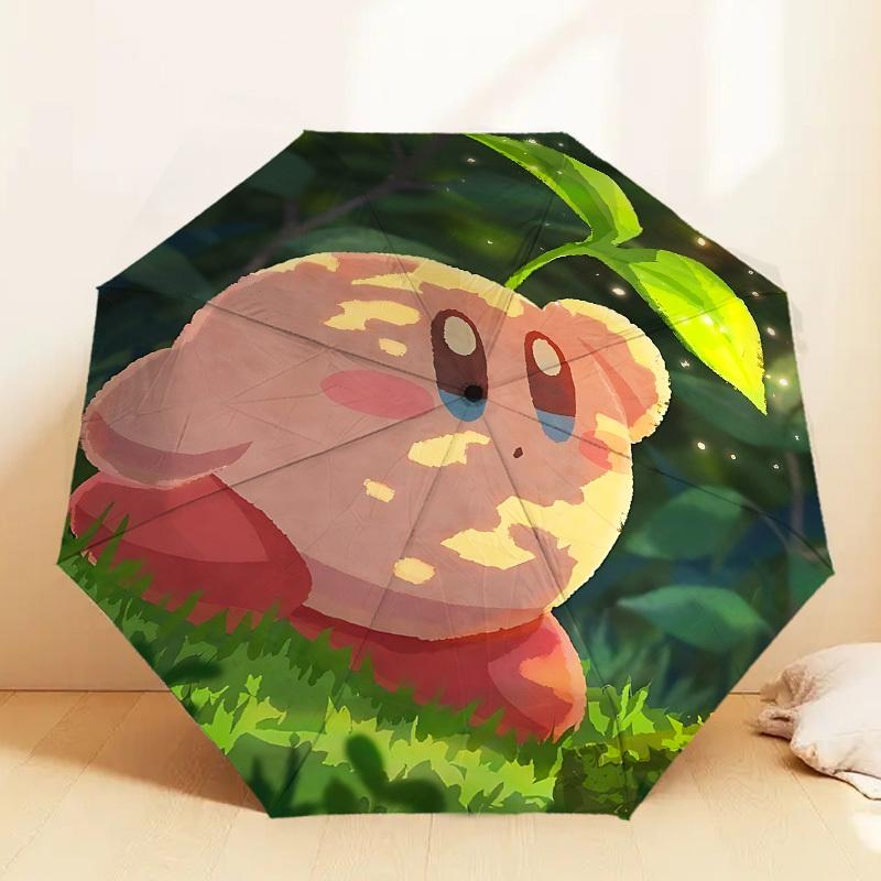 Adorable Kirby-Inspired Umbrella: Perfect for Outdoor Adventures, Auto-Open/Close, Lightweight & Durable, Ideal Travel Accessory and Gift Idea 042