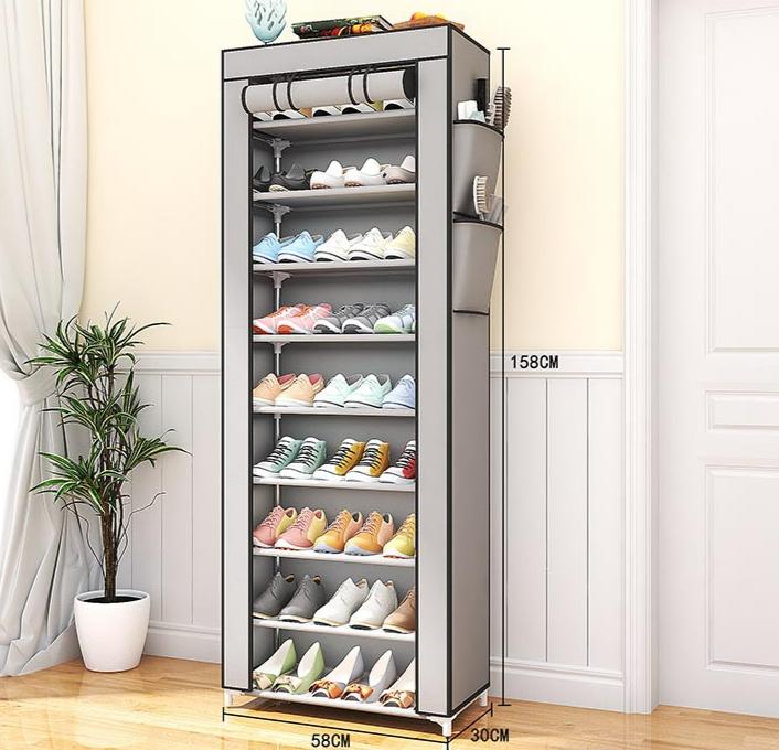 Shoe Rack with Dustproof Covers - Heavy Duty Steel Storage Organizer , Industrial Shoe Shelf for Garage/Entryway Design