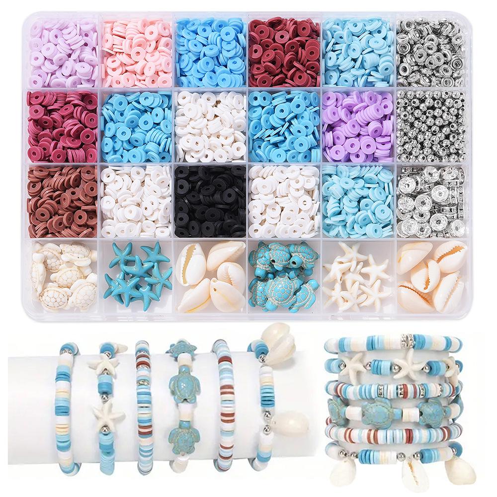 

Набір для браслета з глиняних намистин на 24 сітки: Набір намистин 3 мм 23 кольорів для виготовлення ювелірних виробів своїми руками