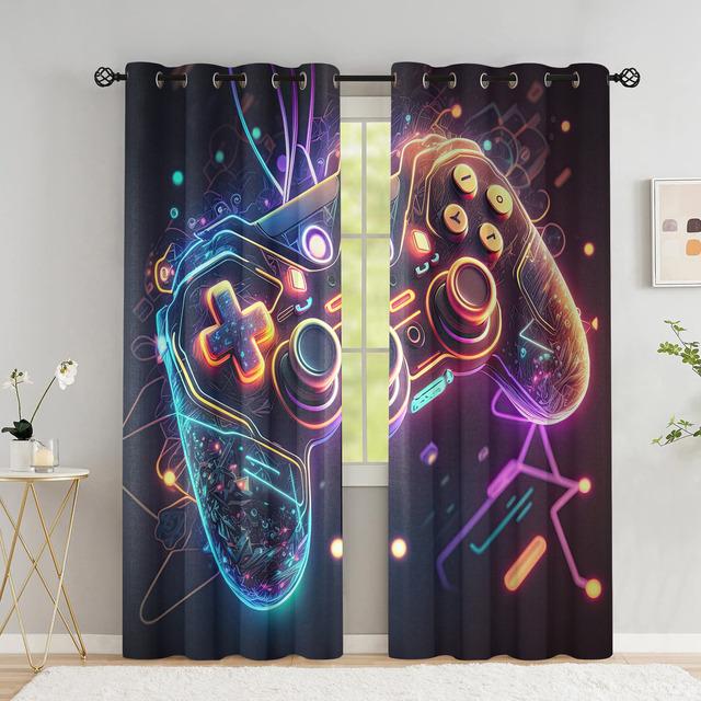 

Игровые оконные шторы для мальчиков, затемненные шторы для геймпада для подростков, занавески для комнаты с контроллером видеоигр для гостиной W53.5 X H160cm X 2
