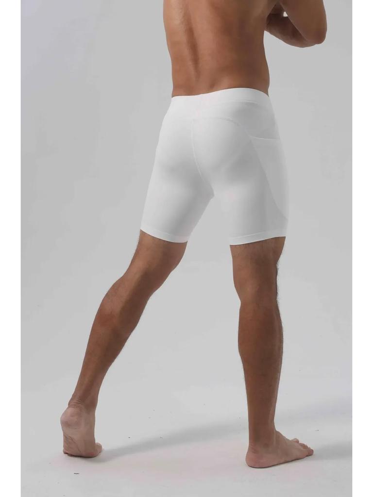 Men's Super Elastic Three-Quarter Ice Silk Tights with Pockets