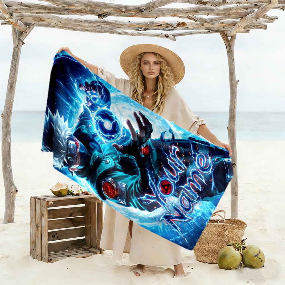 Naruto Character Customized Name Beach Towel Soft Durable Quick-Dry Perfect for Traveling Yoga Camping and Swimming