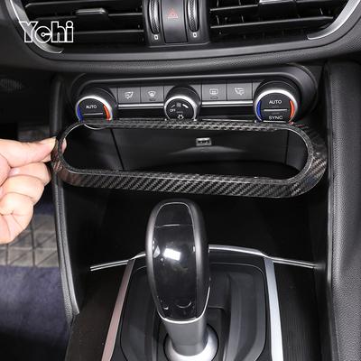 Real Carbon Fiber For Alfa Romeo Stelvio Giulia 2017-2026 Car Air Conditioning Volume Knob Decorative Frame Car Accessories