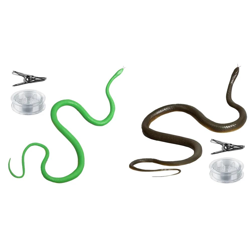 47.2 Inch Funny Large Realistic Rubber Snake Prank with String Clip Fake Snake Model Halloween Tricky Toy for Garden Kids Toys
