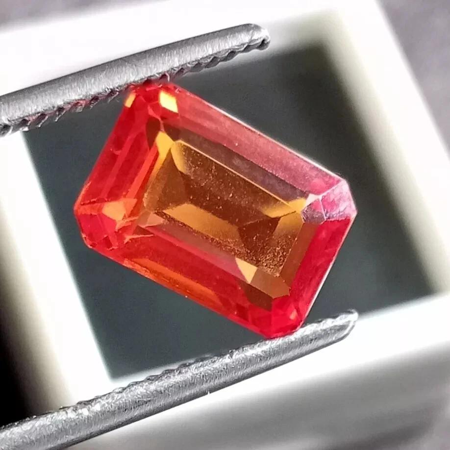Natural Amazing Mexican Fire Opal Red Orange 5-7 Ct Emerald Cut Gemstone