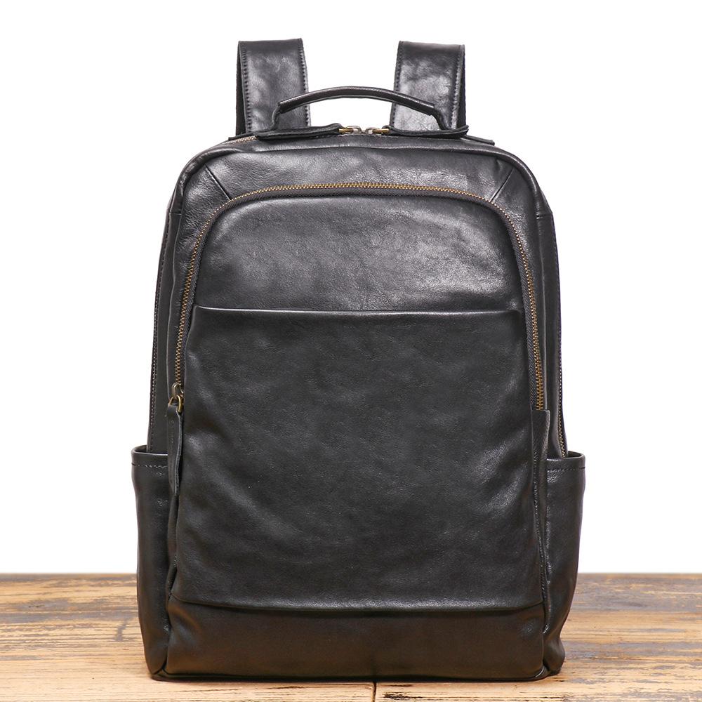 Men S Genuine Leather Backpack, Cowhide Wear Trolley Case, Business Trip Backpack, Large Capacity Computer Bag чёрный