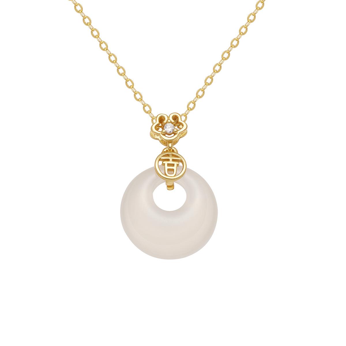 

S925 серебряный ретро натуральный халцедон пряжка ожерелье ювелирные изделия мода 925 Silver