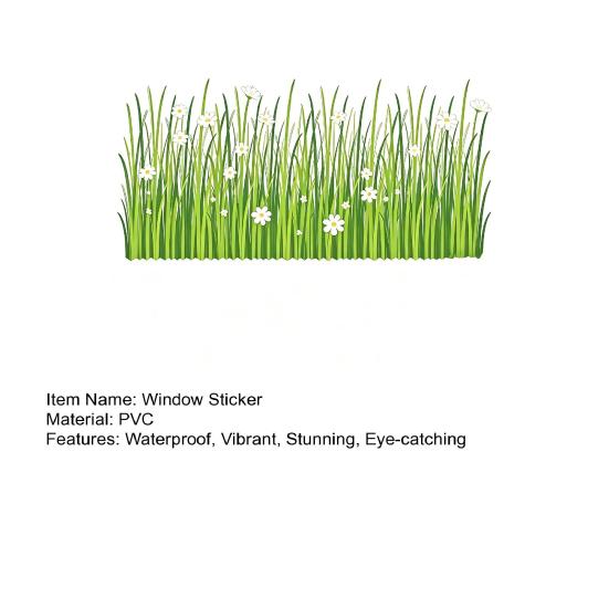 Frühling Sommer Blumen Fensteraufkleber, Wildblumen Gras Fenstersticker für Glasfenster, Doppelseitiger Statischer Anti-Kollisions Blumendekal für Klassenzimmer