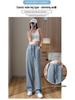 Petite Checkered Ice Silk Wide Leg Pants - Summer Elastic Waist, Slimming, Loose Casual Fit for Women