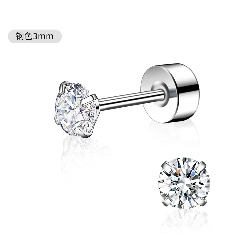 Modisch Einfach Glänzend 5A Zirkon Edelstahl Kreis Steckerohrringe für Männer Frauen Hip-Hop Punk Ohrknochen Piercing Schmuck Geschenke