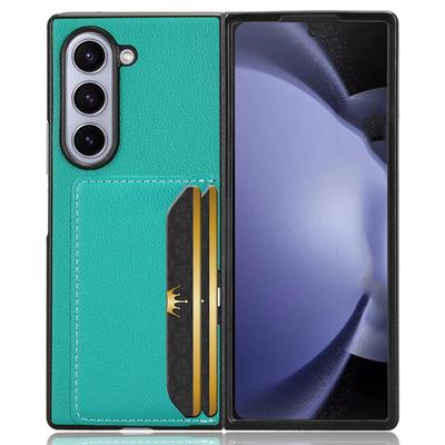 For Samsung Galaxy Z Fold6 5G Case Card Holder Litchi Texture Leather+PC Folding Phone Cover