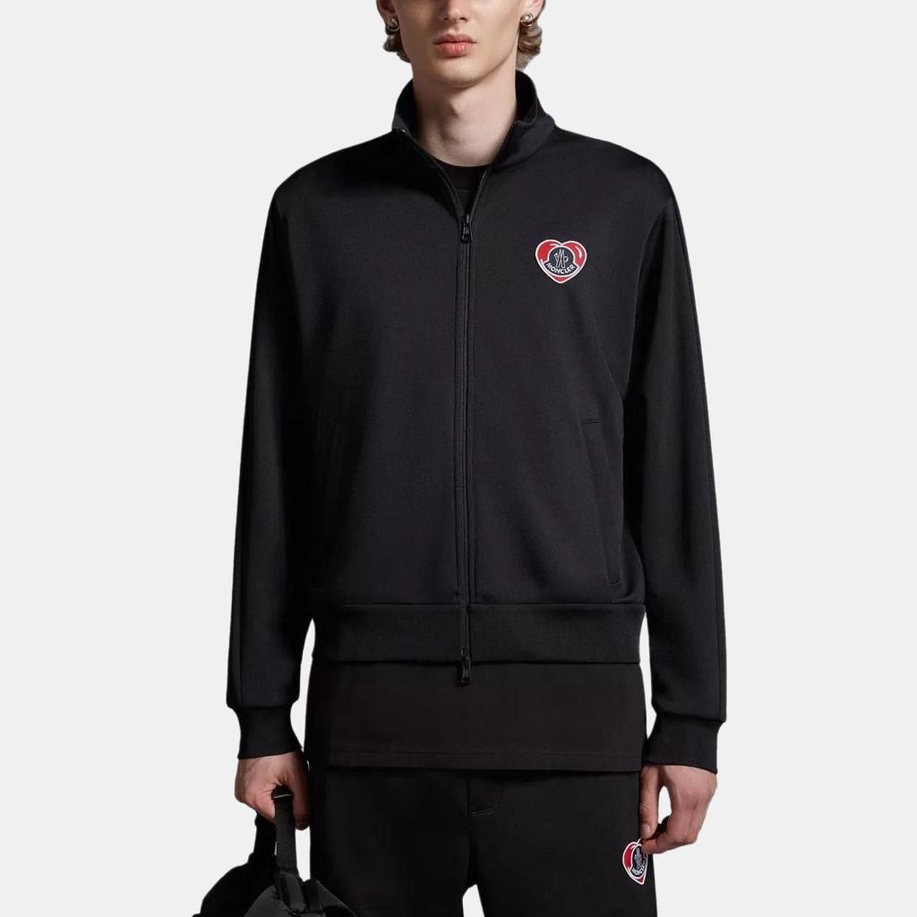 Moncler Moncoeur Motif Zip-Up Sweatshirt Men Jacket Black I2-091-8G00065-899A1-999