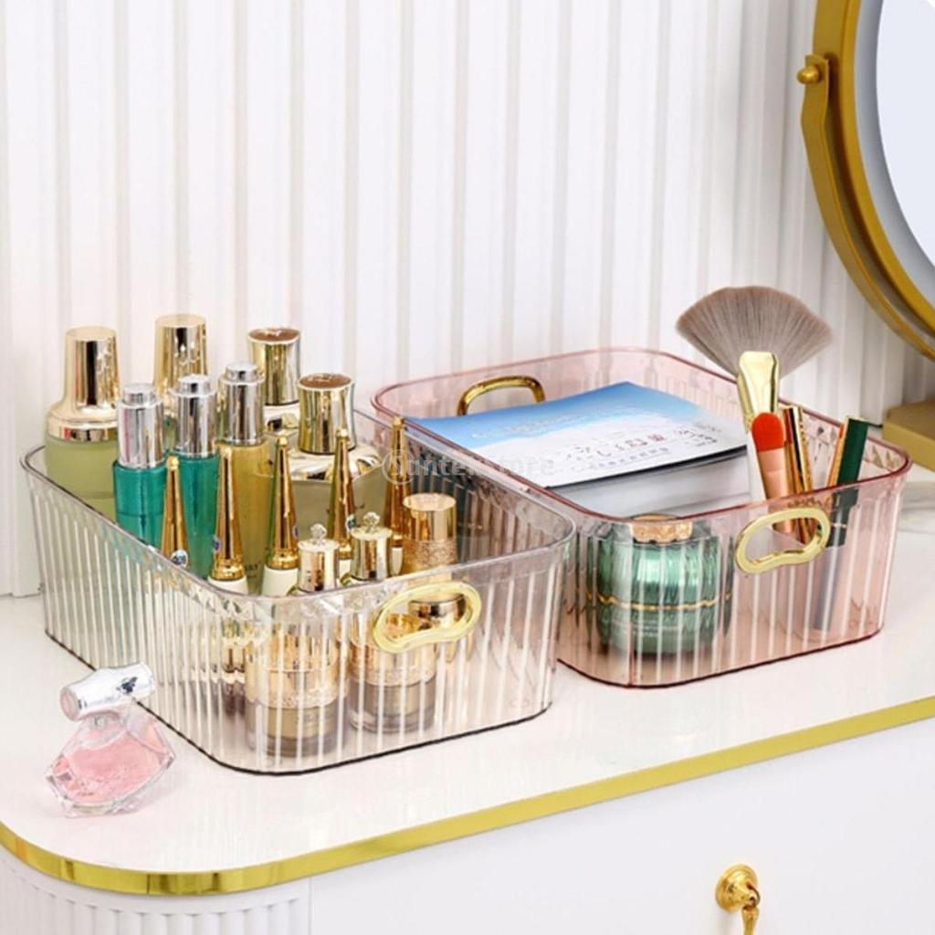 Acrylic Makeup Storage Bin Jewelry Organizer Multipurpose for Sundries Snack Acrylic Makeup Storage Bin Built In Handles