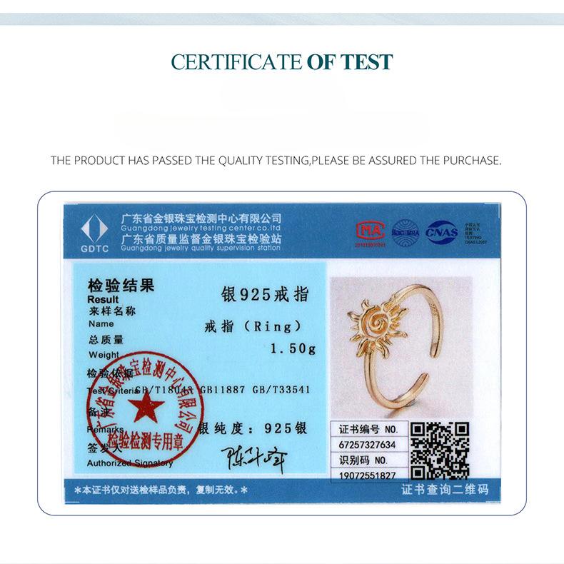 S925 Sterling Silver Plated 14K Gold Sun Opening Ring Sunshine Charm Sun Ring Jewelry