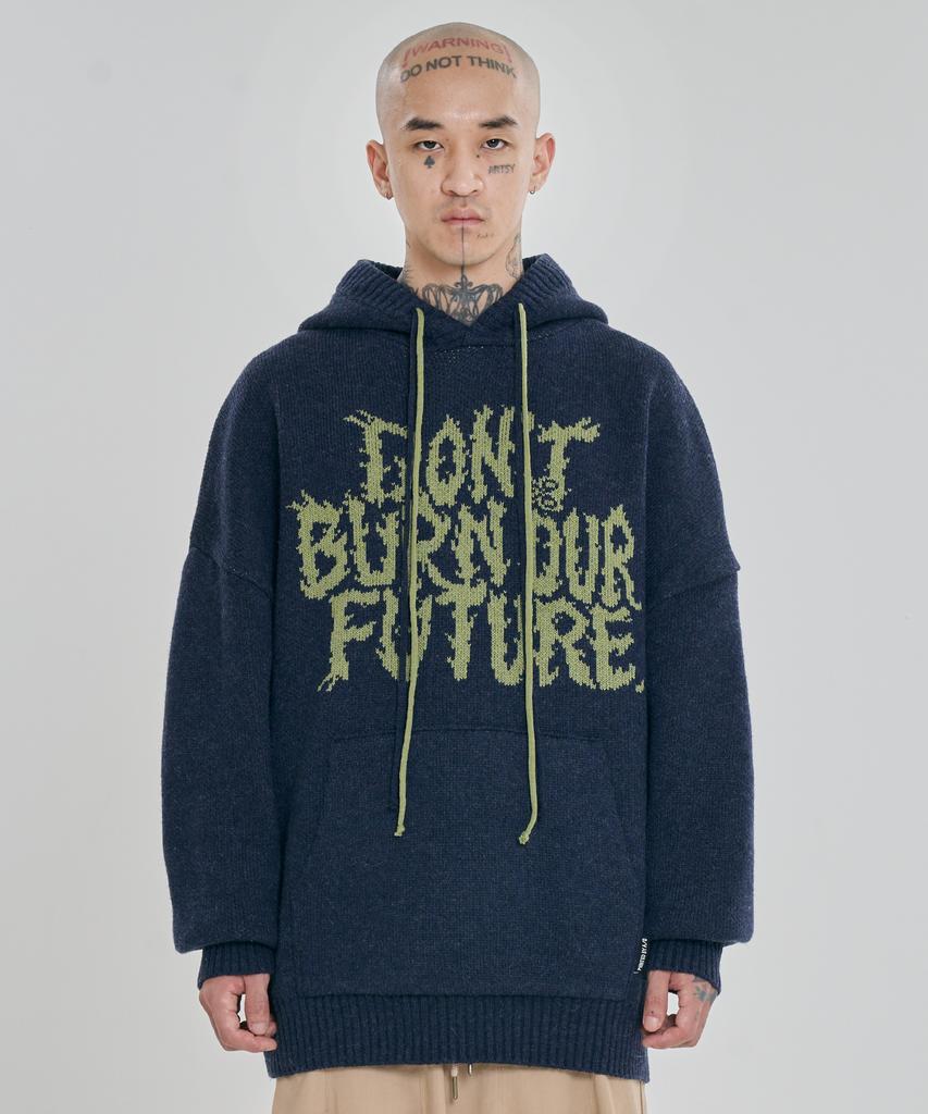 AJOBYAJO [Pba] Dbof Wool Knit Hoodie [Navy]