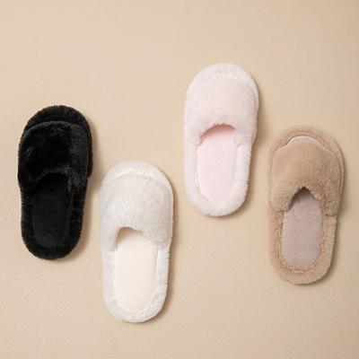 Open Cotton Slippers Home Indoor Comfort Plush Slippers Solid Color European and American Fluffy Slippers