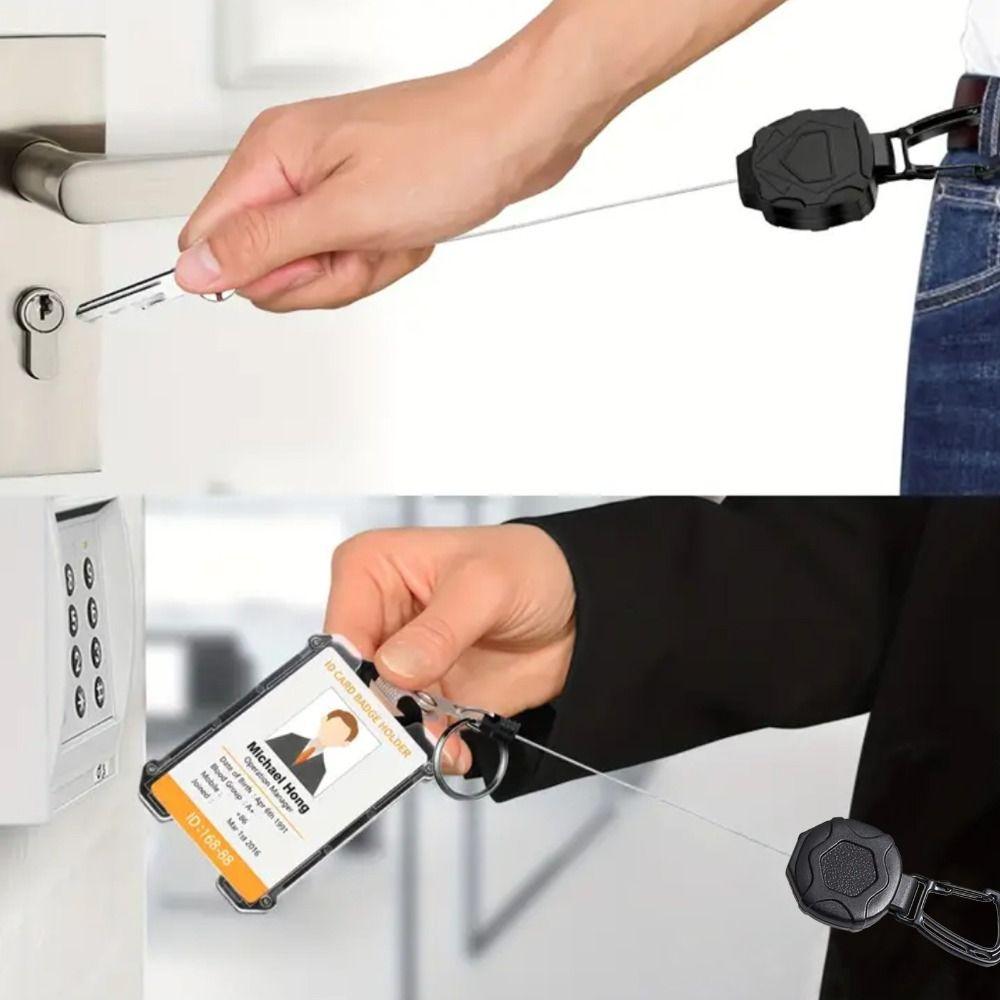 Heavy Duty ID Card Holder Wire Rope Bus Card Cover Retractable Badge Reel  Work Card