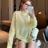 Butterfly Knot Decoration Women's T-shirt Loose Round Neck Thin Sunscreen Famale Cover Up Smock Summer Casual Ladies Long Sleeved Top