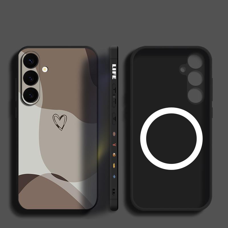 Creative Pattern Phone Case For Samsung Galaxy S26 Ultra S25 FE S24 S23 S22 Plus S21 FE Built-in Metal Plate Magnetic Silicone Cover