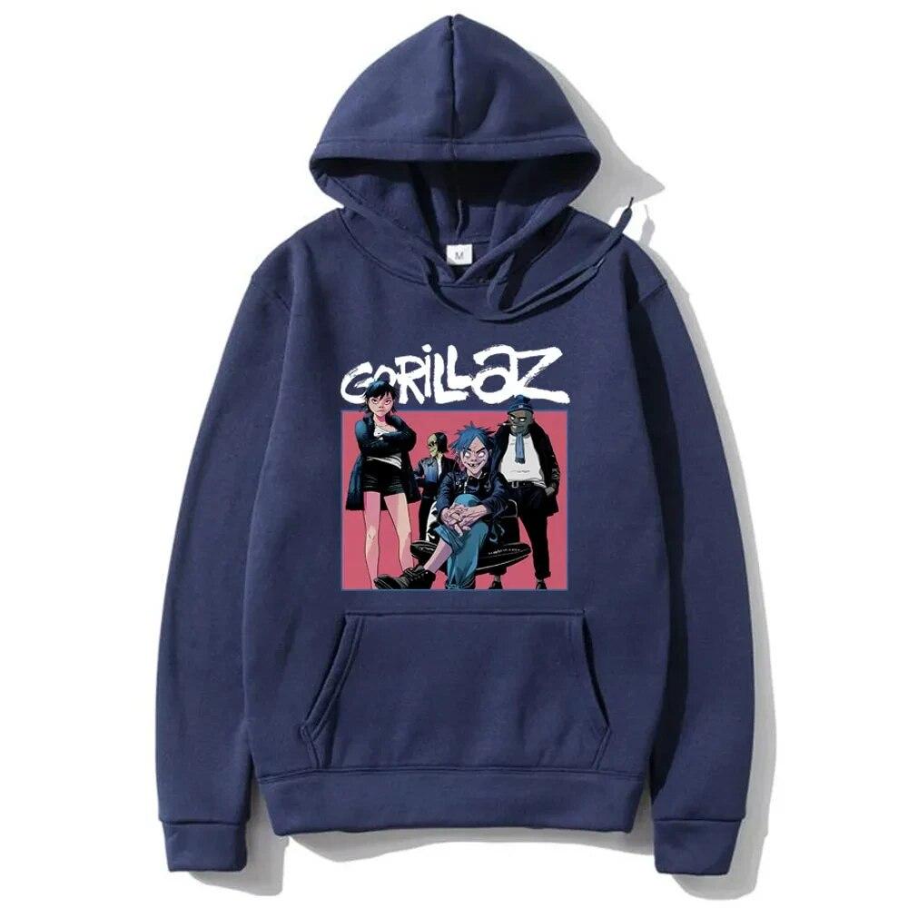 Autumn Winter Unisex Hoodies British Virtual Bands Gorillaz Print Pullover Hoody Women Sweatshirt Unisex Streetwear Y2k Clothing