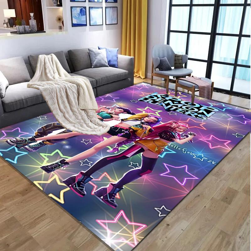 KPop Demon Hunters Pattern Rug, Indoor/Outdoor Mat, for Picnic, Gameroom, Bedroom, Office, Living Room, Home Decor Carpet, Birthday Gift