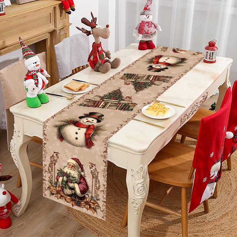 Santa Claus Christmas Table Runner Merry Christmas Decoration for Home 2026 Xmas Party Table Decor Navidad Noel New Year 2026