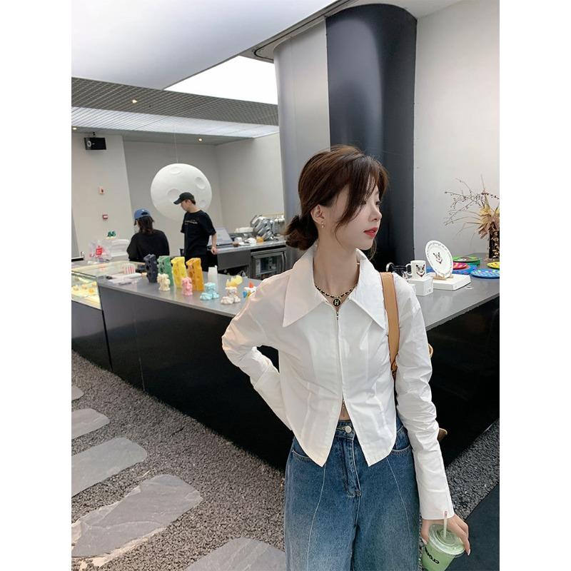 

YYFS женские модные повседневные весенне-осенние однотонные рубашки-поло с длинным рукавом с принтом и воротником, блузки и рубашки XL