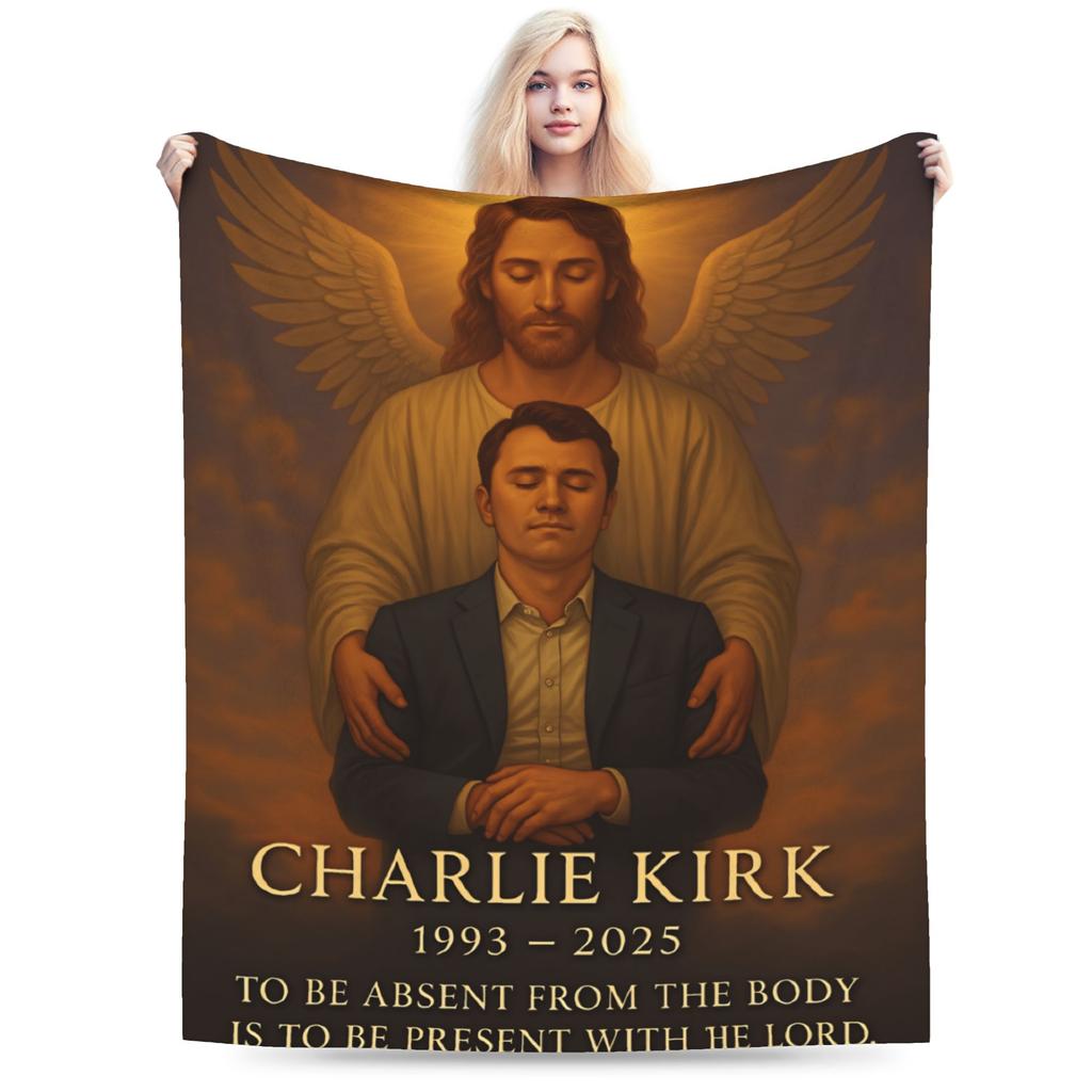 Charlie Kirk Angelic Advocate Blankets Soft Warm Plush Throw Blanket For Child Couch Chair Sofa Bed Flannel Bedspread Bed Cover