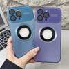 Luxury Large Window Magsafe Logo Hole Magnetic Case For iPhone 16 15 14 Plus 13 12 17 Pro Max Glass Camera Lens Protector Cover