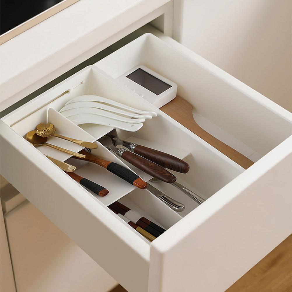 Expandable Drawer Organizer Adjustable Kitchen Utensil And Cutlery Tray with Removable Dividers Storage Box for Home