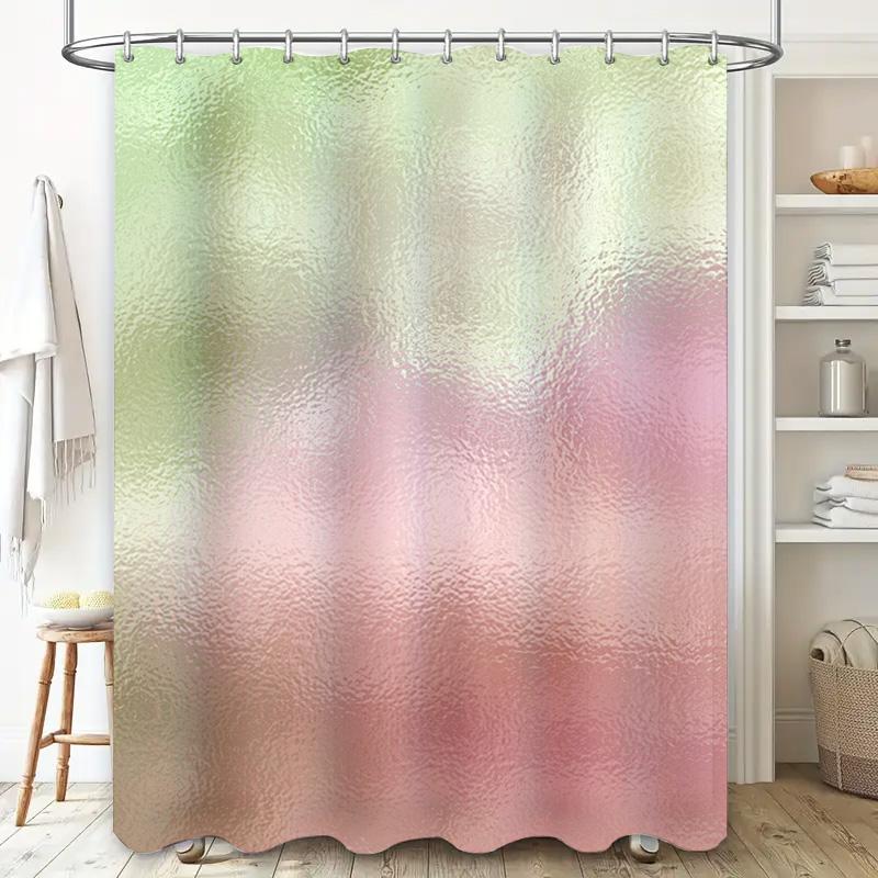 Shower Curtain With Soft Gradient Colors Pink Green Blush White Pastel Bath Waterproof Decorative Shower Curtain For Home Bathro
