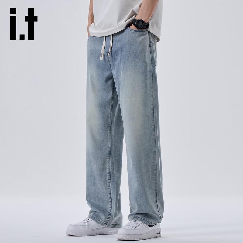 Izzue Men s Lyocell Tencel Loose Straight Jeans XL