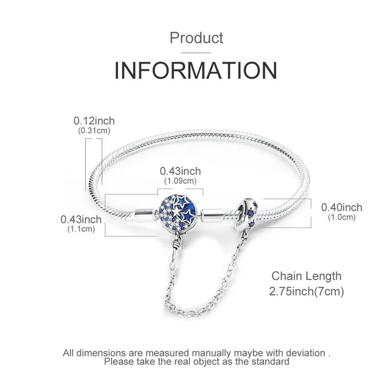 Original Bracelets 925 Silver Snowflake Heart Safety Chain Charms Bead Bracelet For Birthday Wedding Jewelry DIY Making