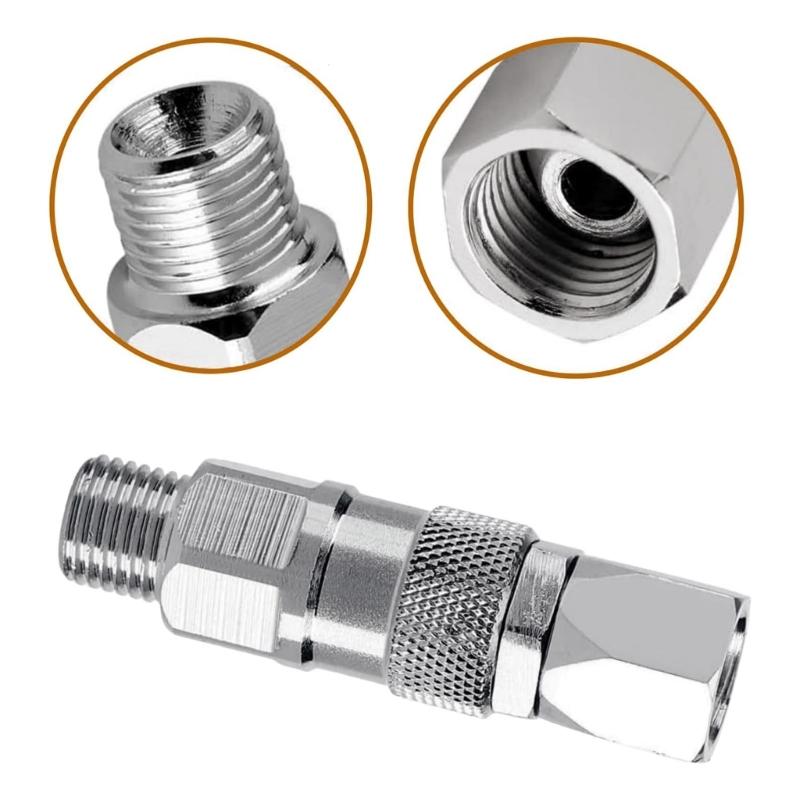 2Piece Steel 360Swivel Connectors For Airless Paint Sprayers 1/4Inch Threaded Fittings Highly Pressure Hose Adapter