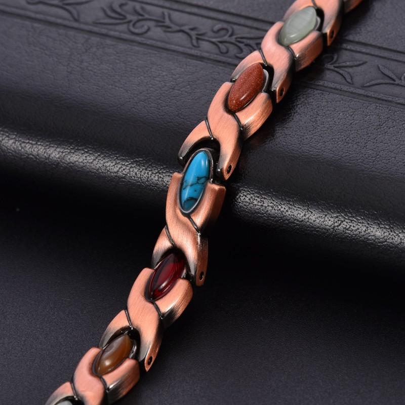 Zinc Alloy Magnetic Therapy Bracelet Women Men Geometric Waterdrop Design Vintage Copper Tone Jewelry Accessory
