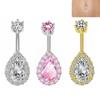 Rhinestone Zircon Navel Ring Stainless Steel Body Piercing Jewelry Vintage Belly Button Ring  Girl