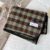 Retro Green Plaid Scarf Women's New Winter Warm Korean Style Student Shawl Dual Purpose Pink Scarf