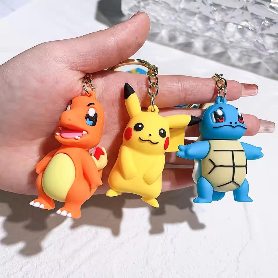 Pokemon Keychain Pikachu Anime Cute Action Figure Cartoon Fashion Charmander Psyduck Doll Keyring Car Bag Ornaments Kid Gifts
