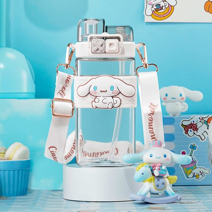 Kuromi Cinnamoroll Pochacco Pompompurin My Melody Wasserflasche mit Strohhalm Wasserflasche Klare Flasche Klare Flasche Transparente Kinderflasche Becherflasche