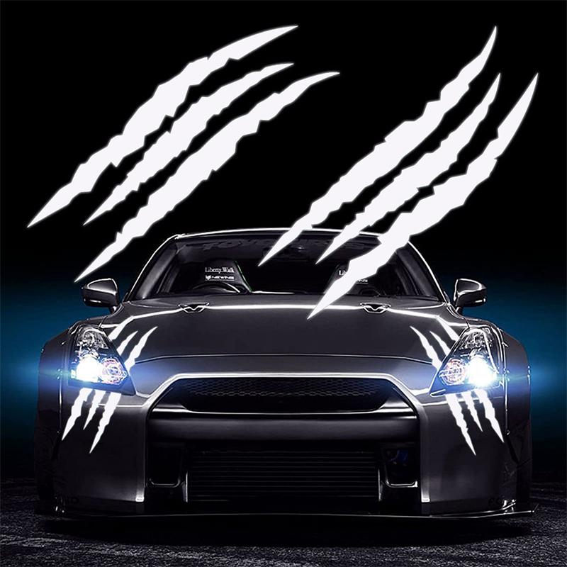 

Ghost Claw Car Sticker Car Hood Vinyl Sticker Creative Modification Reflective Sticker Devil Paw Scratches Car Decorative Decals белый