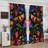 Mexican Folk Art Curtains Colorful Bird Flower Print for Living Room Boho Window Decor