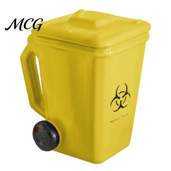 Trash Can Style Mug with Lid Funny Bin Ceramic Lid, Novelty Garbage Drinking Tea Cup Educational Handle, Recycling Coffee Mug, Gag Gifts for A жёлтый