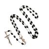 Crystal Beads Rosary Catholic Necklace Medal Crucifix Pendant Oval Bead Necklace
