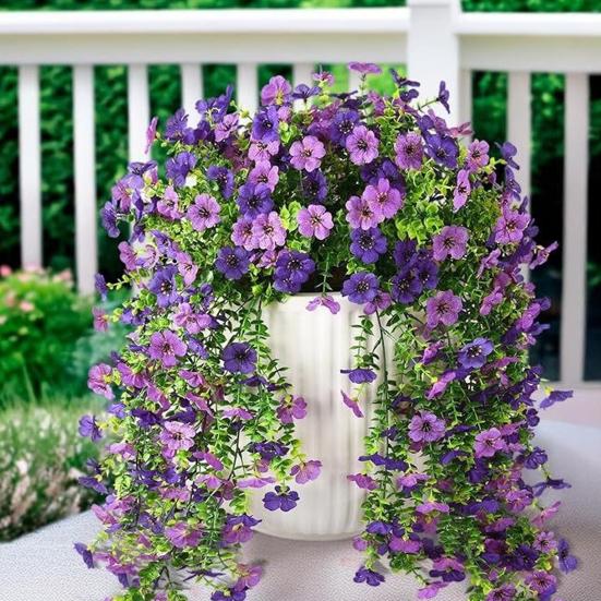 Konstgjord violett vinranka dekoration realistisk UV-beständig falsk blomma rotting inomhus utomhus trädgård veranda uteplats vägghängande konstgjord blomdekor