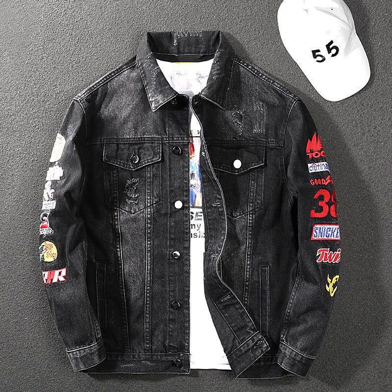 Men's Trendy Ripped Denim Jacket: European & American Street Style, Loose Fit for Teens, Ideal for Spring & Autumn